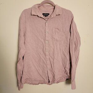 Marc Anthony Luxury Slim Fit Button Down Shirt Size Large Linen Cotton Blend